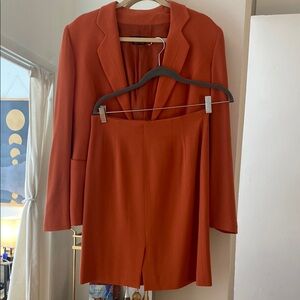 Elegant Armani Orange Women's Blazer and Skirt Set